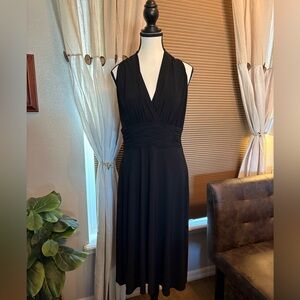 Black A-line sleeveless Dress with empire waist